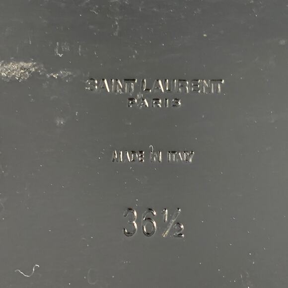 SAINT LAURENT Size 6.5 Black Studded Leather Lace-Up Belted Boots - Picture 10 of 10